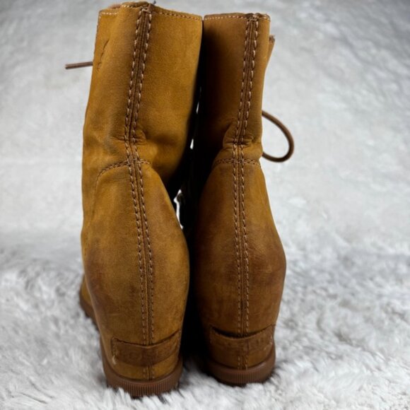 Sorel Boots Women's 7.5 Joan of Arctic Wedge II Carmel Brown Lace Up Waterproof - Picture 6 of 8